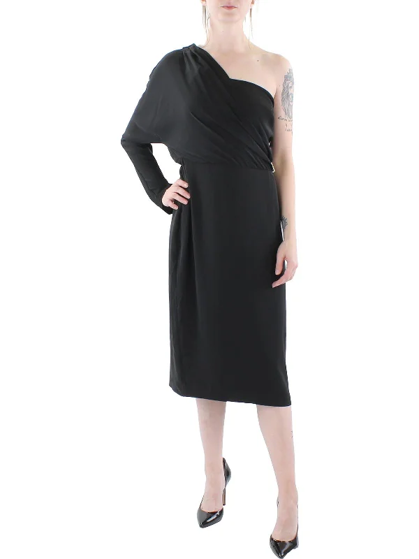 Womens One Shoulder Knee-Length Cocktail and Party Dress