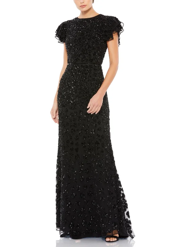 Womens Georgette Embellished Evening Dress