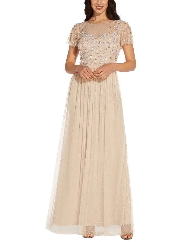 Womens Hand Beaded Long Evening Dress