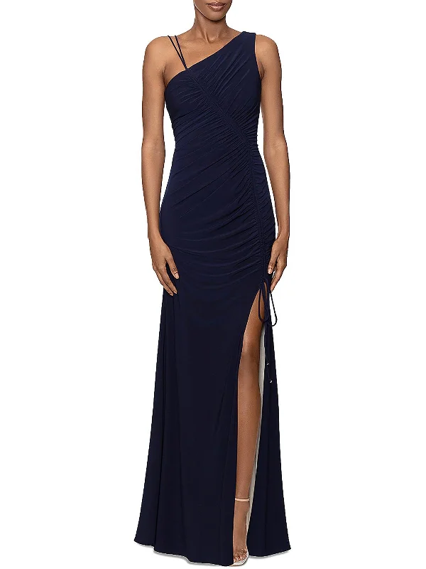 Womens Knit One Shoulder Evening Dress