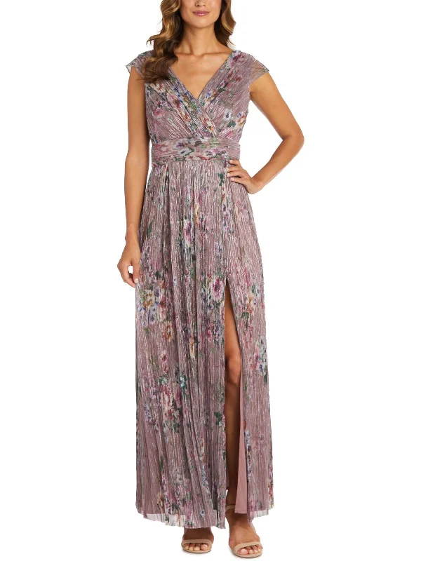 Womens Metallic Maxi Evening Dress