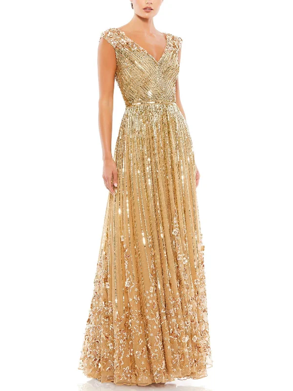 Womens Sequined Maxi Evening Dress