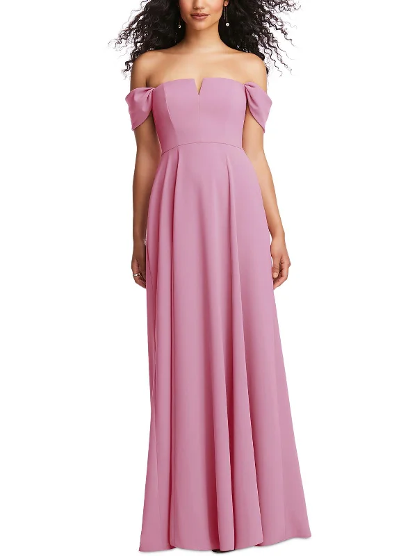 Womens Solid Polyester Evening Dress