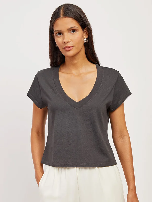 The Cotton Boxy Deep V-Neck Tee