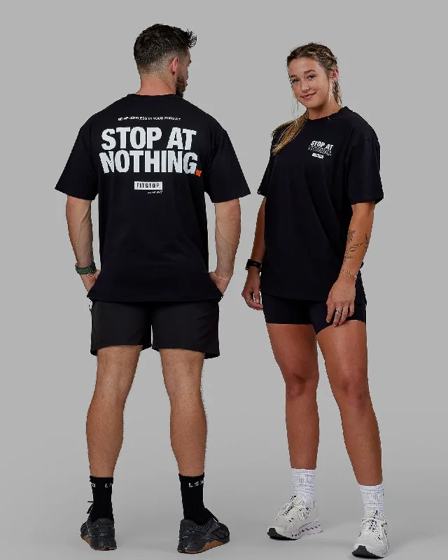 Unisex Fitstop Stop at Nothing Tee Oversize - Black-White