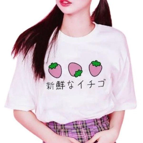 Fresh Strawberries Japanese Women's Tee: Many designs, retro Japanese styling