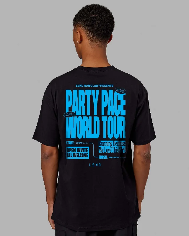 Unisex Party Pace FLXCotton Oversize Tee - Black-Blue