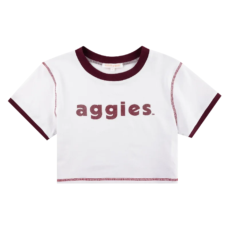 Aggies Bingo Cap Sleeve Crop Top