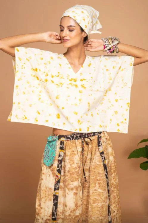 Crop Top-04 White And Yellow