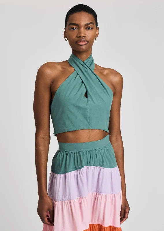 Derek Lam 10 Crosby - Chaya Halter Crop Top in Jade