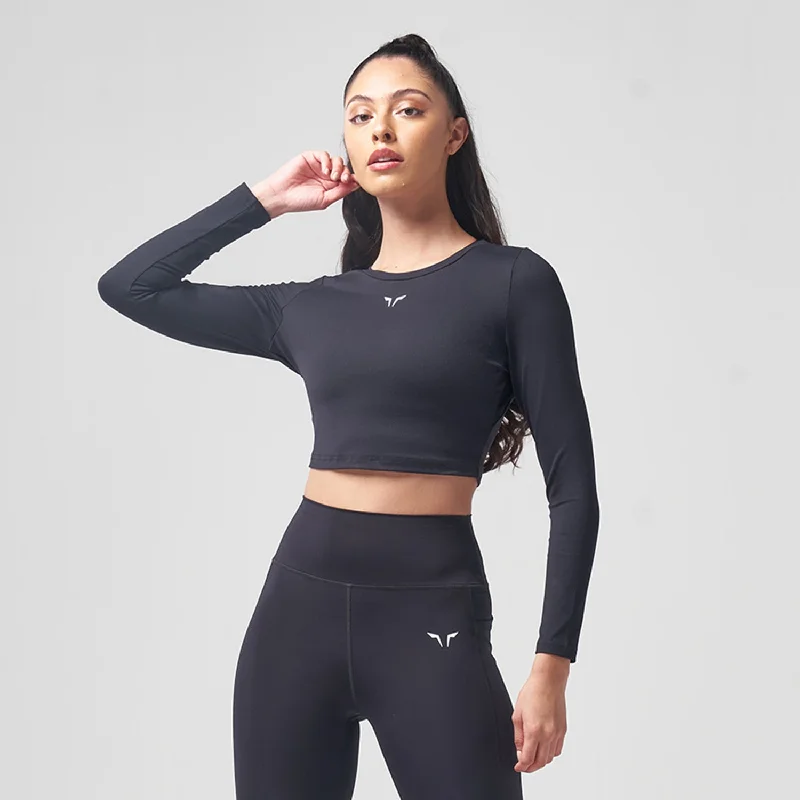 Essential Full Sleeves Crop Top AW22 - Black