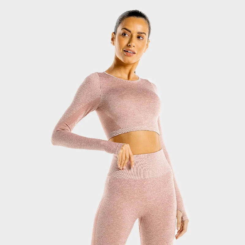 Marl Seamless Crop Top - Rose Gold