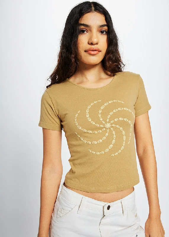 Peace Spiral Puff Print Crop Top