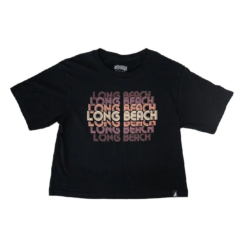 Retro Long Beach Women's Black Crop Top