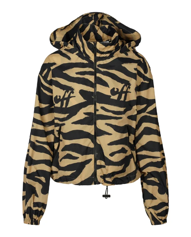 Off-White Womens Zebra-Print Hooded Jacket