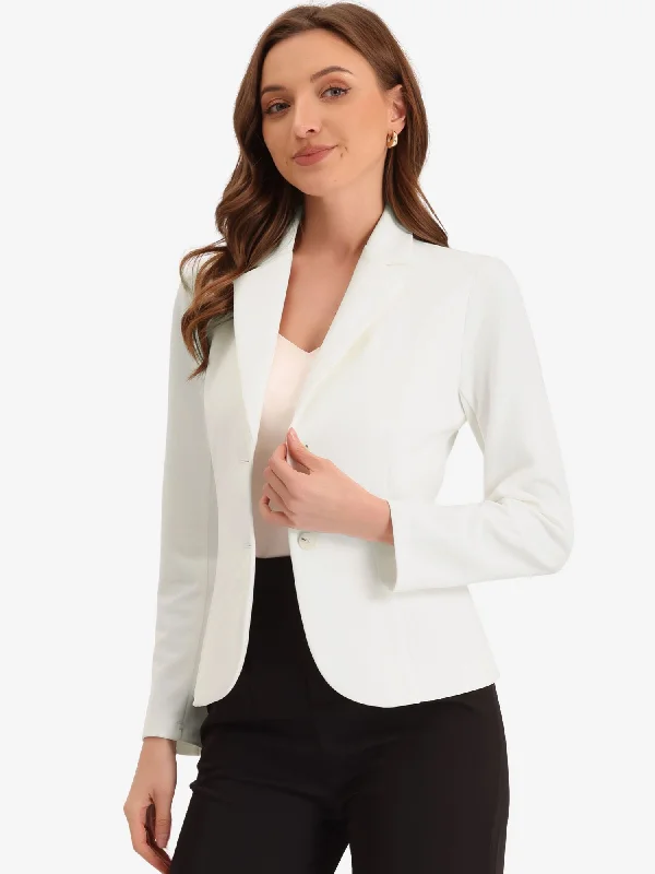 Notched Lapel Collar Stretch Work Office Jacket Blazer