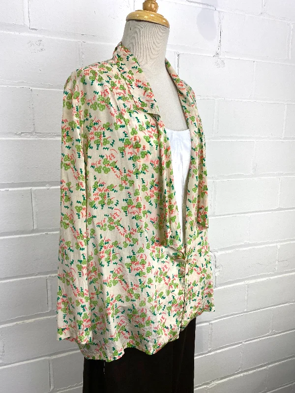 Vintage 1920s Art Deco Print Silk Pyjama Style Jacket