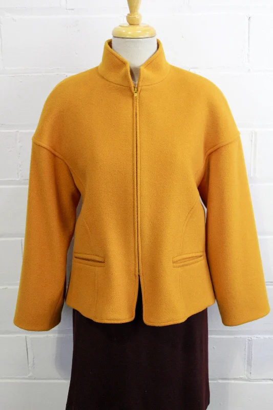 Vintage 1980s Ochre Wool Cashmere jacket, Guy Laroche, Large