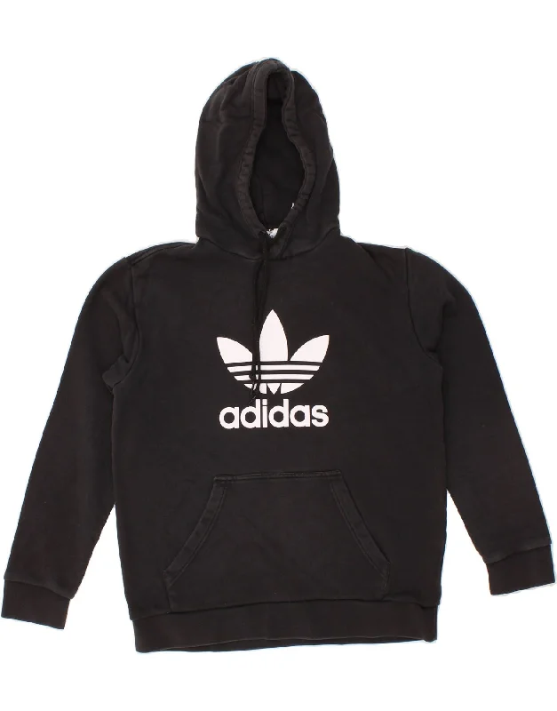 ADIDAS Mens Graphic Hoodie Jumper Medium Black Cotton