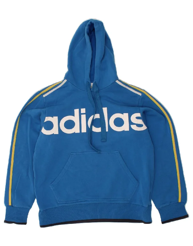 ADIDAS Mens Graphic Hoodie Jumper Medium Blue Cotton