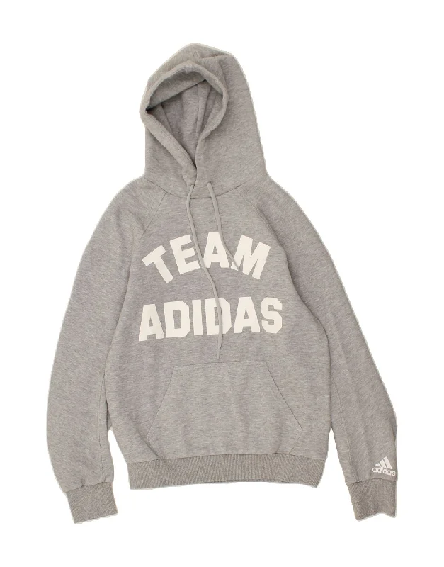 ADIDAS Mens Graphic Hoodie Jumper Small Grey Cotton