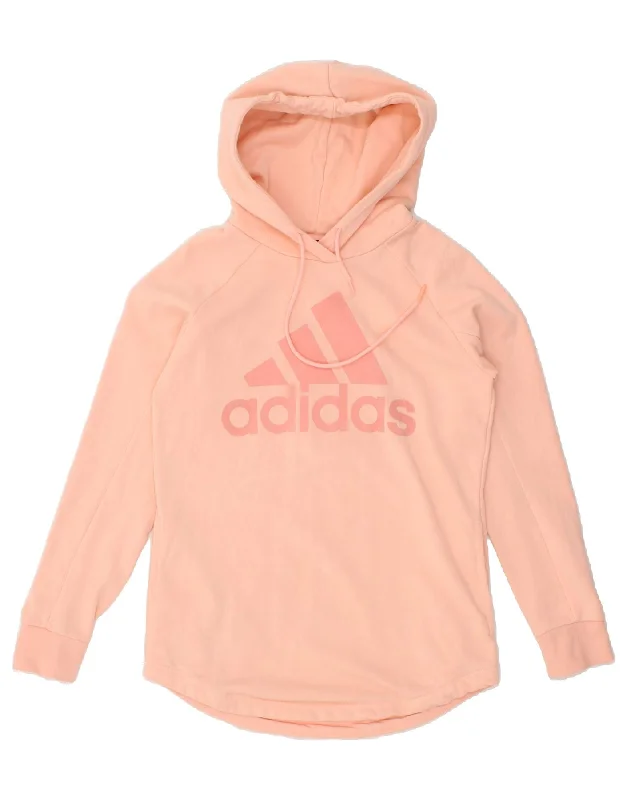 ADIDAS Womens Graphic Hoodie Jumper UK 12/14 Medium Pink Cotton