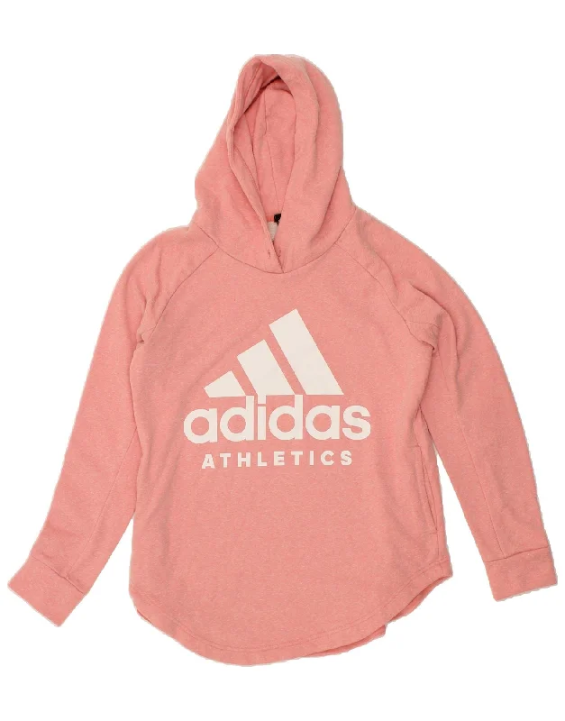 ADIDAS Womens Graphic Hoodie Jumper UK 16/18 Large Pink Cotton