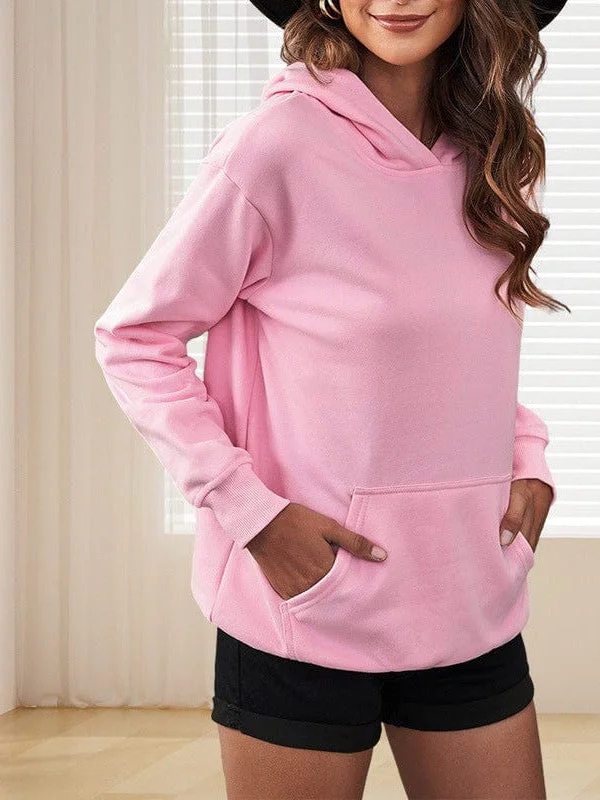 Fleece Oversized Drop Shoulder Workout Pullover Long Sleeve Hoodie