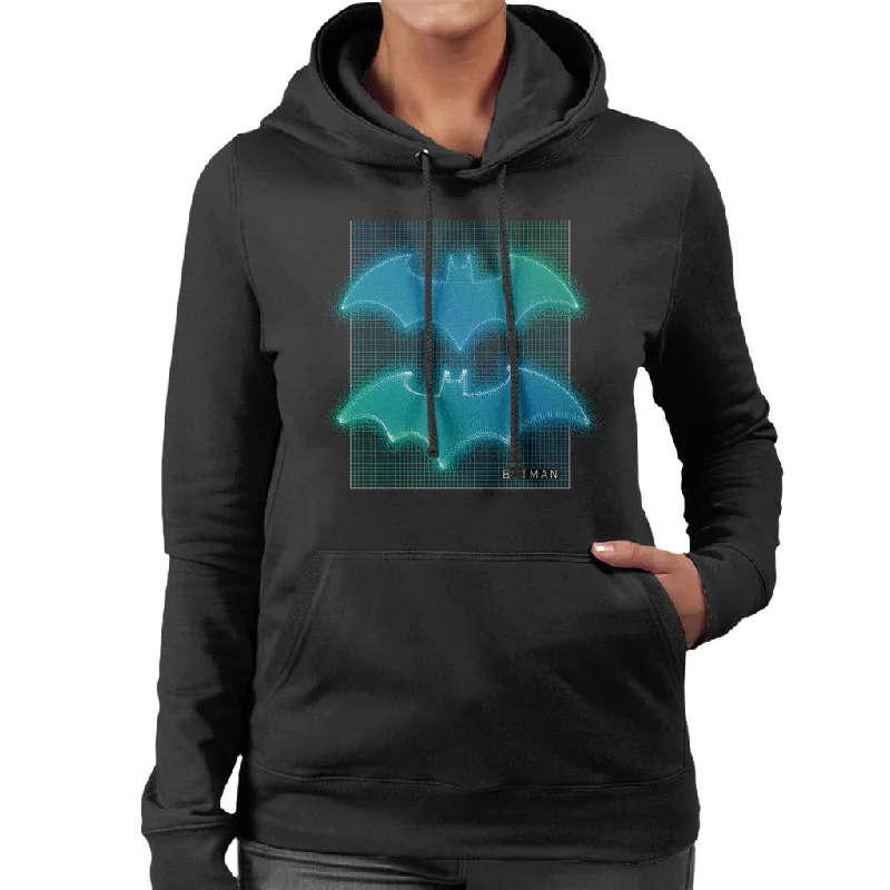 Batman Bat Symbol Neon Blue Gradient Women's Hooded Sweatshirt