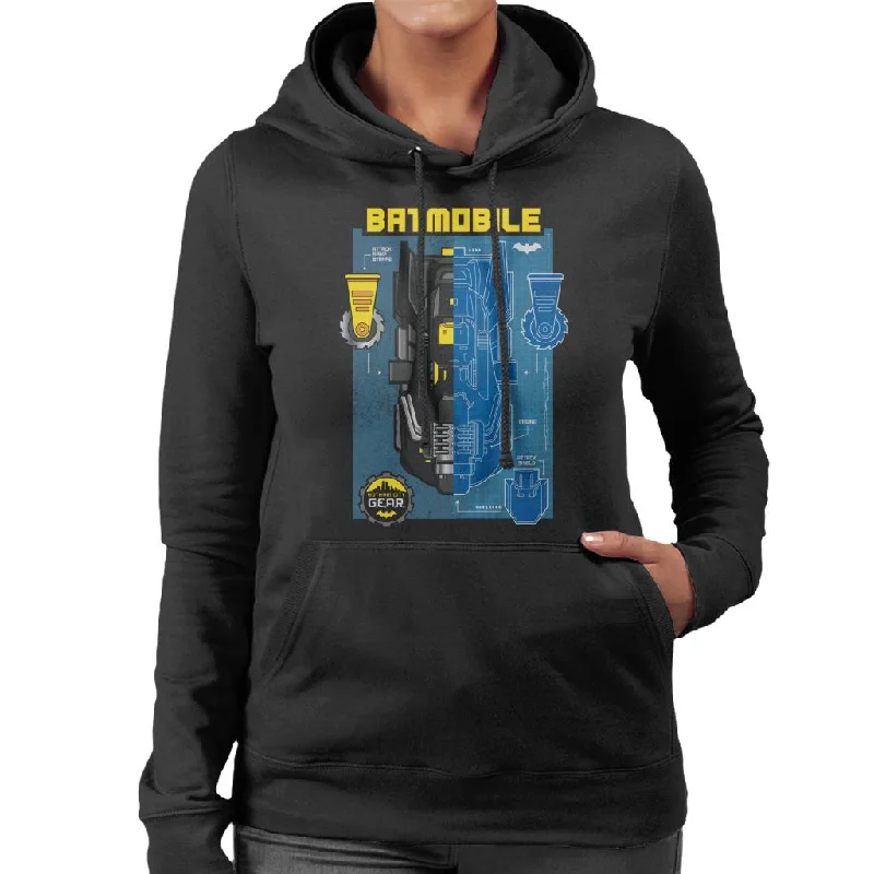 Batman Gotham City Gear Batmobile Blueprint Women's Hooded Sweatshirt