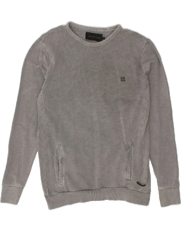 CALVIN KLEIN JEANS Mens Sweatshirt Jumper Medium Grey Cotton