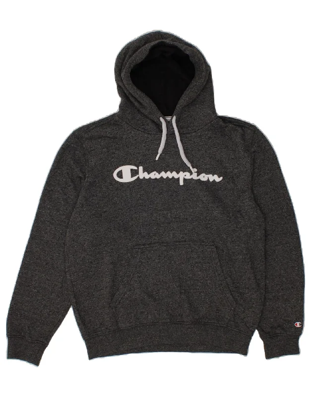 CHAMPION Womens Oversized Graphic Hoodie Jumper UK 16 Large Navy Blue