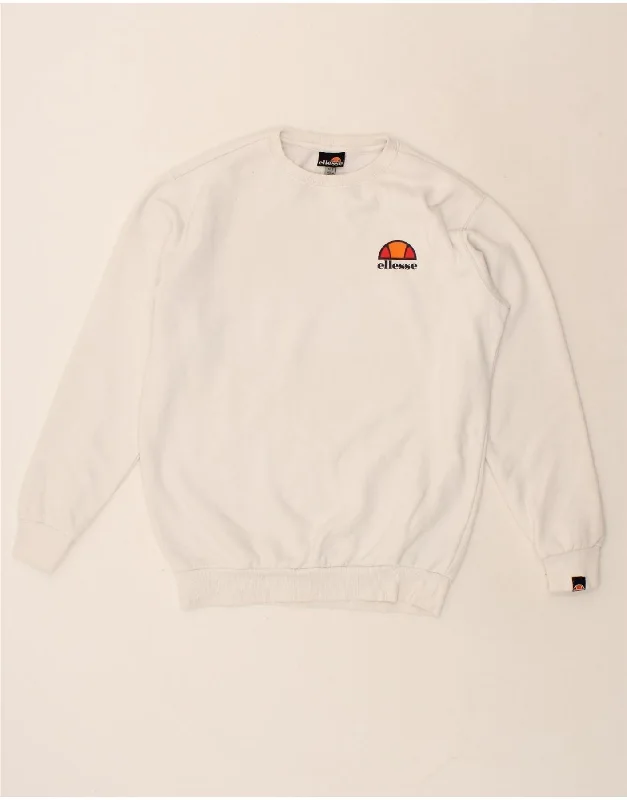 ELLESSE Mens Sweatshirt Jumper Small White Cotton