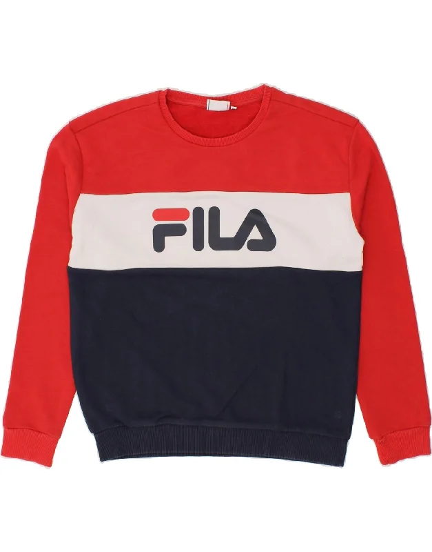 FILA Womens Graphic Sweatshirt Jumper UK 14 Medium Multicoloured