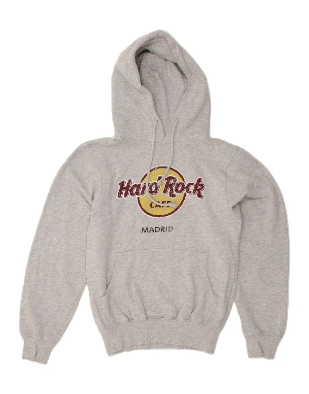 HARD ROCK CAFE Mens Madrid Graphic Hoodie Jumper Small Grey Cotton