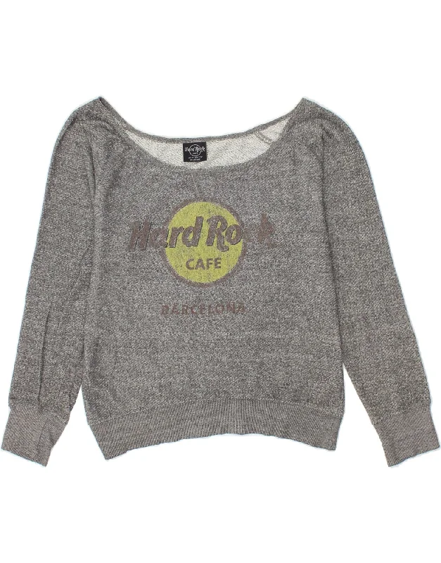 HARD ROCK CAFE Womens Barcelona Graphic Sweatshirt Jumper UK 16 Large Grey