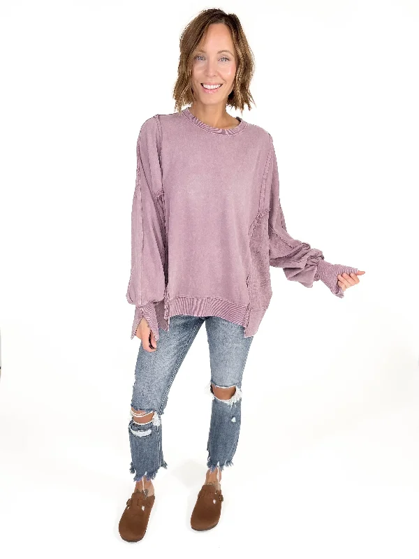 Isabella Contrast Pullover- VIOLET