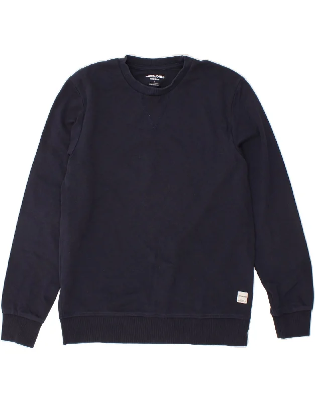 JACK & JONES Mens Sweatshirt Jumper Large Navy Blue Cotton