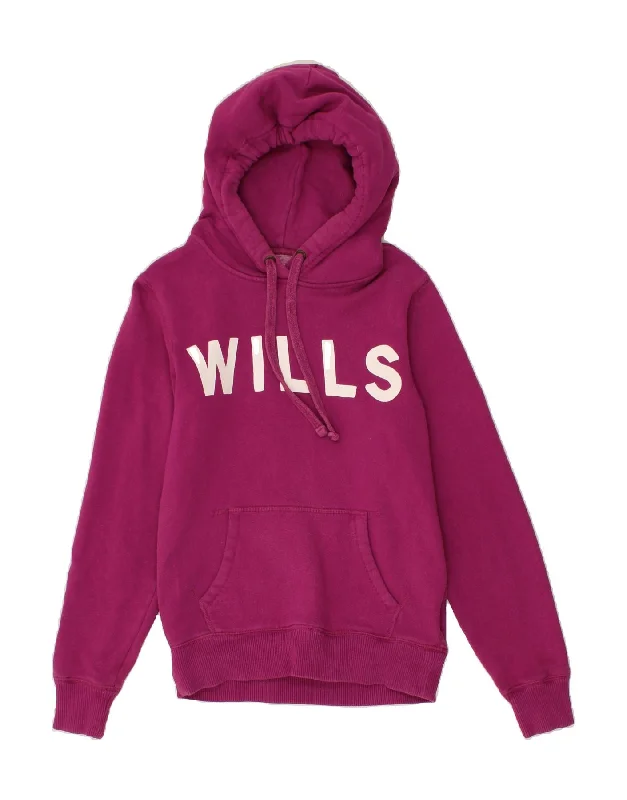 JACK WILLS Womens Graphic Hoodie Jumper UK 12 Medium  Purple Cotton