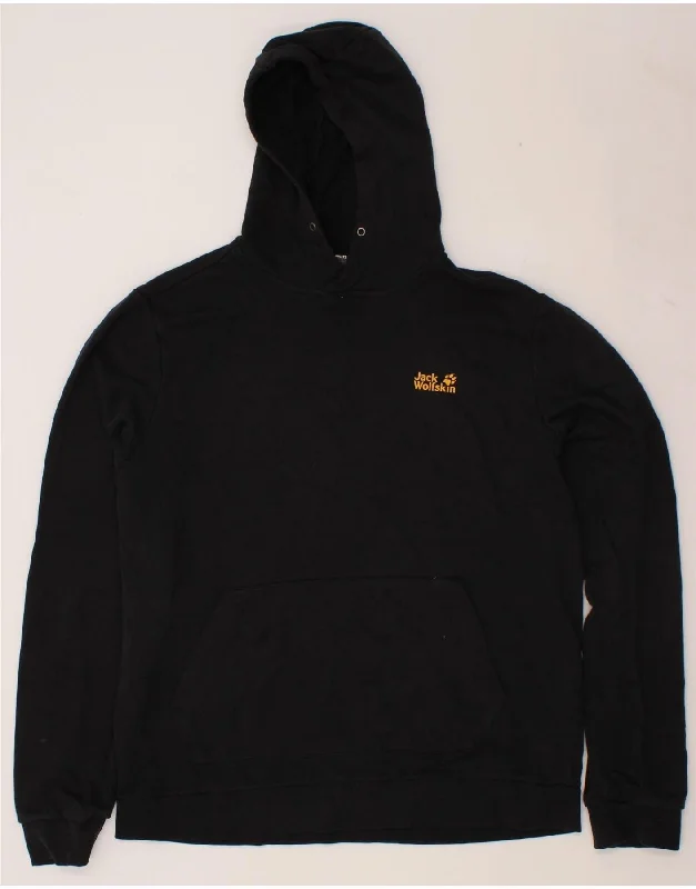 JACK WOLFSKIN Mens Hoodie Jumper UK 44/46 XL Black Cotton