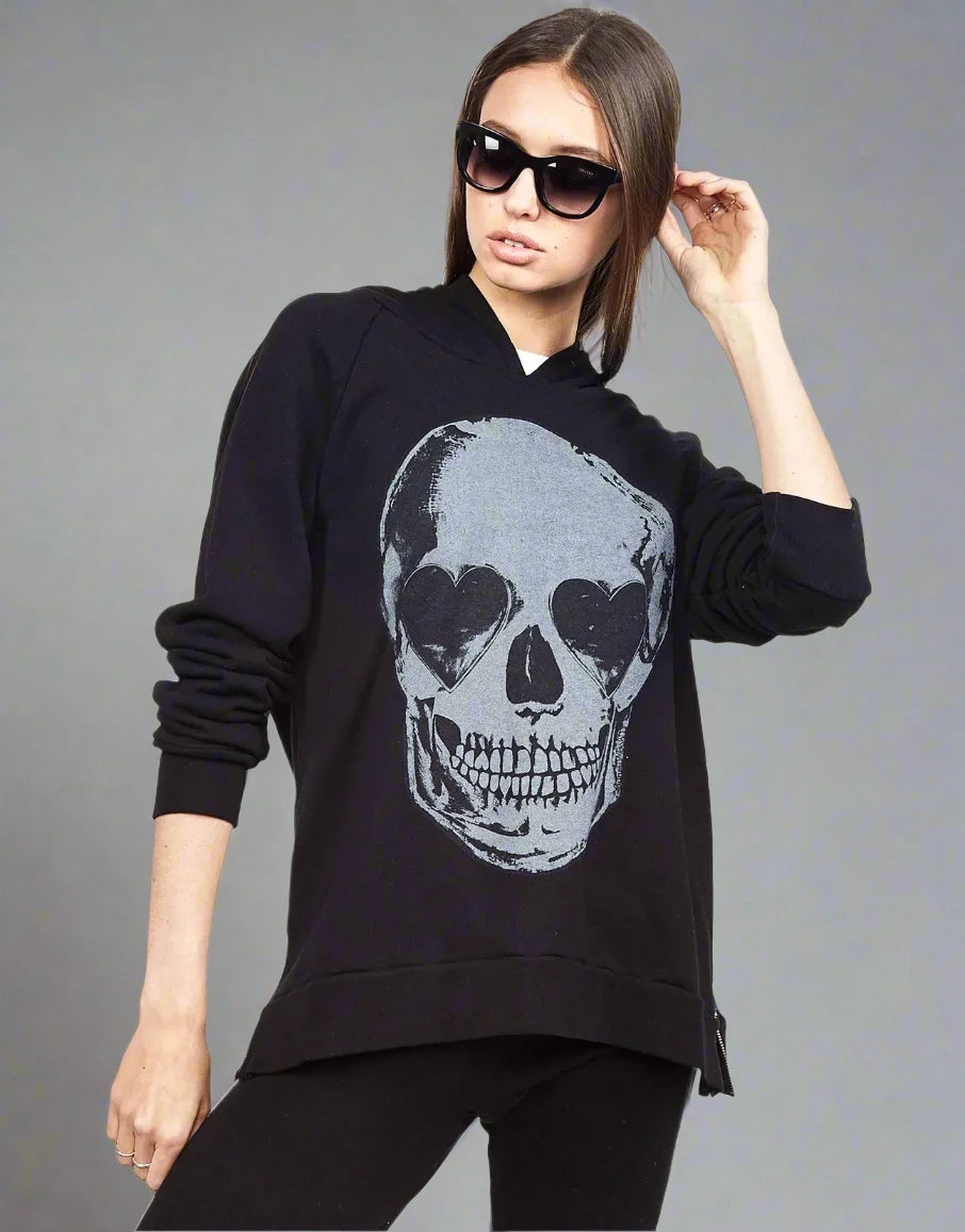 Lauren Moshi Corbin Heart Eye Skull Pullover