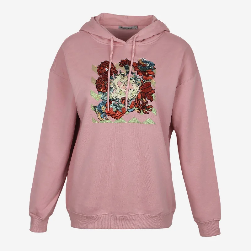 LADIES FLEECE EMB HOODIE