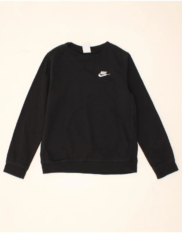 NIKE Girls Sweatshirt Jumper 12-13 Years Large  Black Cotton