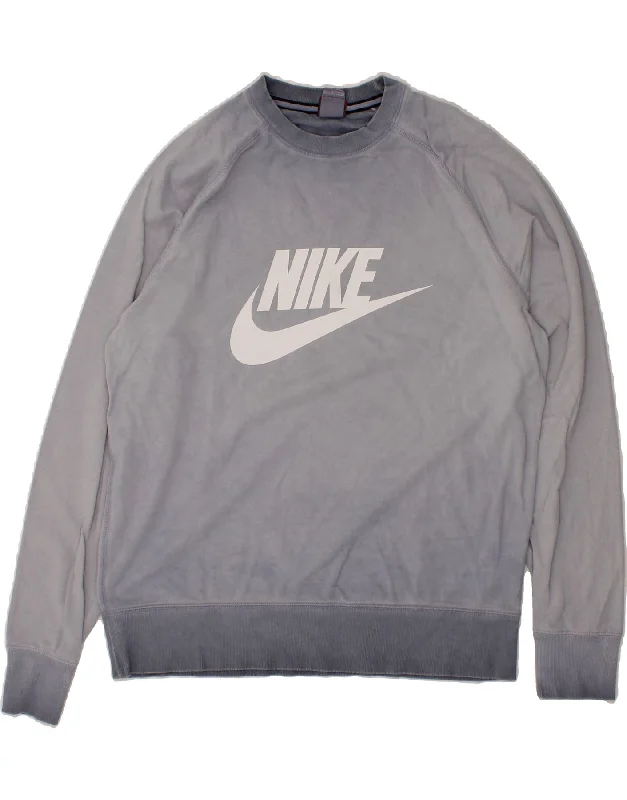 NIKE Mens Graphic Sweatshirt Jumper Large Navy Blue Cotton