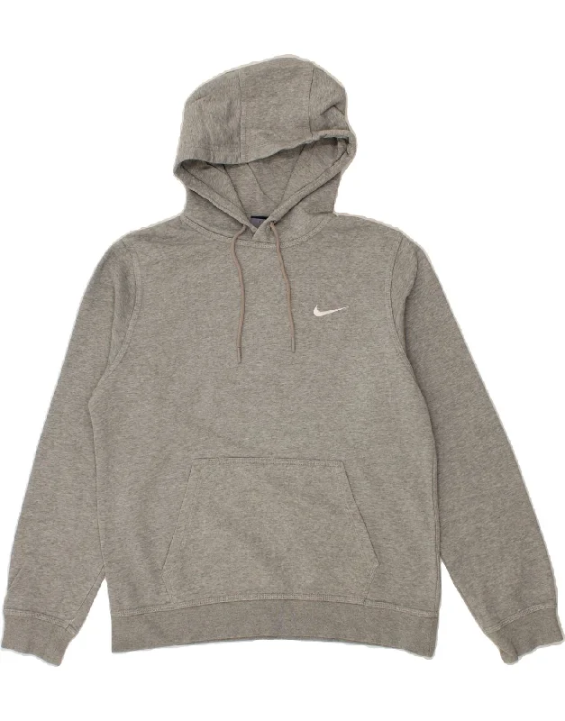 NIKE Mens Hoodie Jumper Medium Grey Cotton