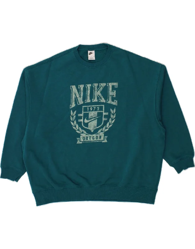 NIKE Mens Loose Fit Graphic Sweatshirt Jumper Small Turquoise Cotton