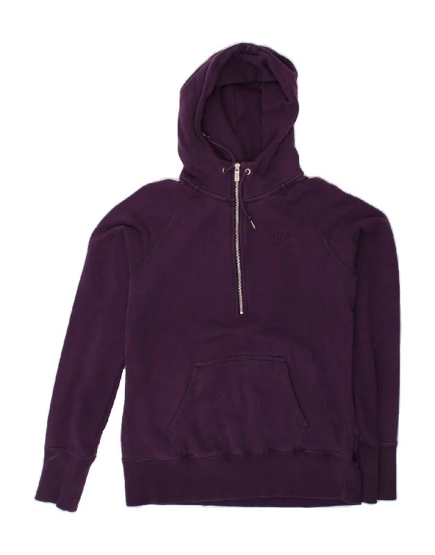 NIKE Womens Hoodie Jumper UK 16/18 Large Purple Cotton