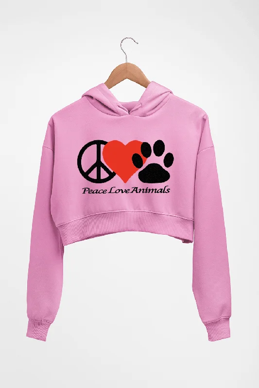 Peace Love Animals Crop HOODIE FOR WOMEN