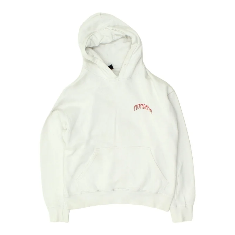 Propaganda Mens White Pullover Hoodie | Designer Streetwear Hoody VTG