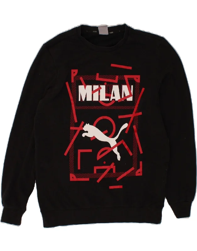 PUMA Mens Milan Graphic Sweatshirt Jumper Medium Black Cotton